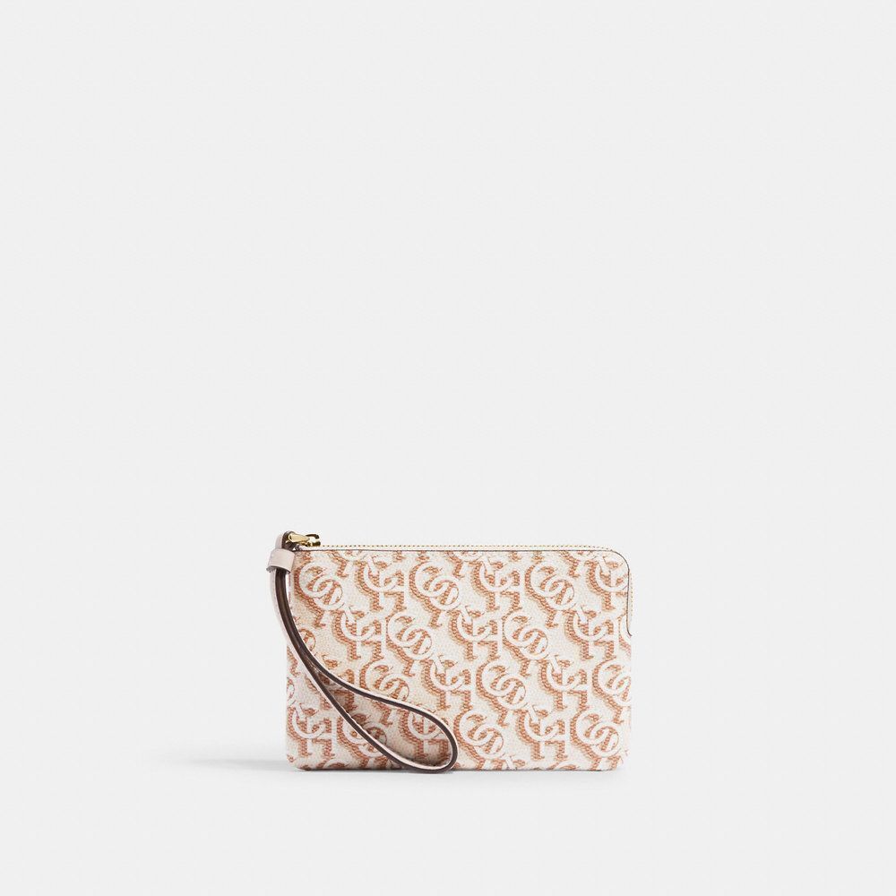 NWT Coach Outlet Corner Zip Wristlet With Coach Monogram Print